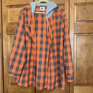 Plaid Flannel With Hood Orange/Gray 3XL Design In Germany
